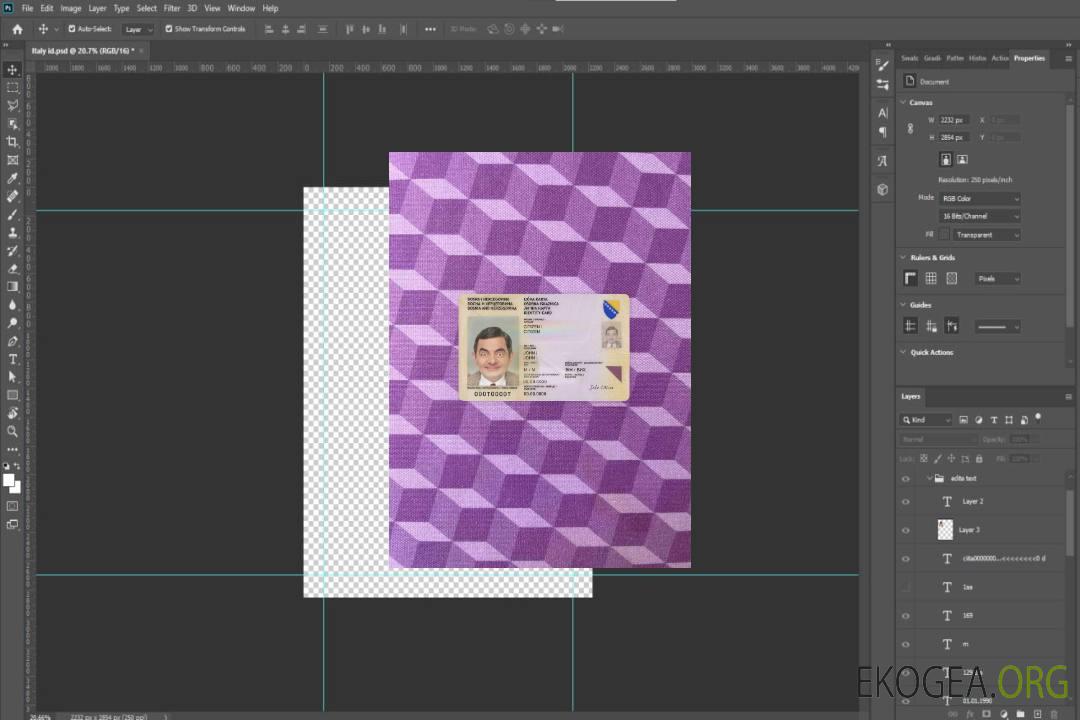 Carte d'identité de Bosnie-Herzégovine (2015-2025) photolook AVANT template